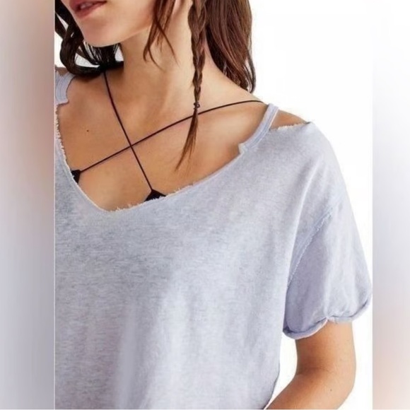Free People Over You Tee in blue moon - Picture 2 of 10
